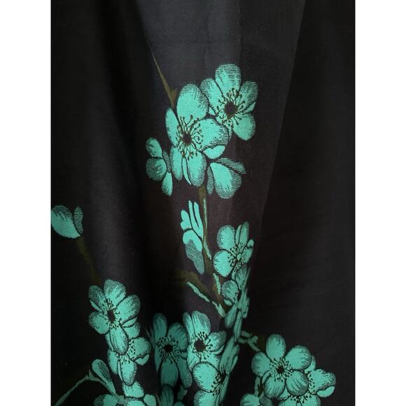 Pashmina Scarf Wrap Womens 76 in x 24 Blue Reversible 100% Cashmere Floral - Picture 6 of 15